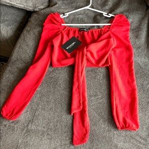 Red crop blouse
